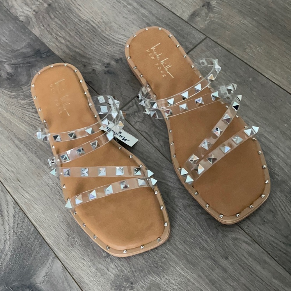 NWT Nicole Hiller Studded Slip on Sandals Size 8.5